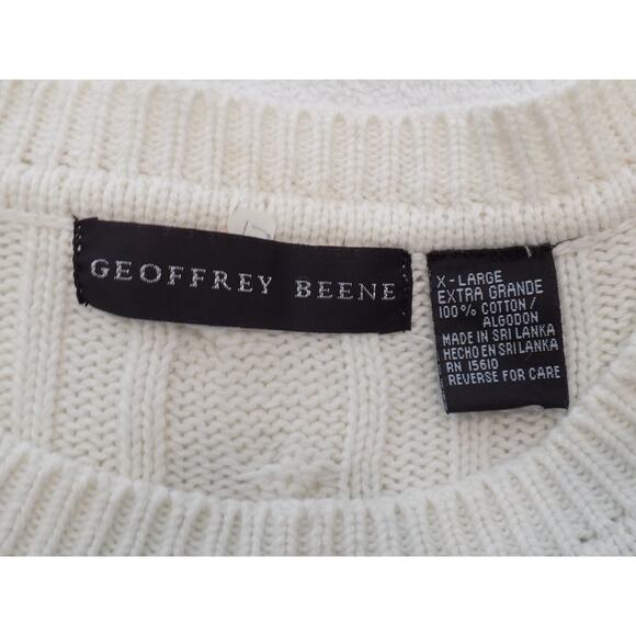 Geoffrey Beene pullover sweater cable knit crew neck cream womens size XL NWT - Picture 6 of 6